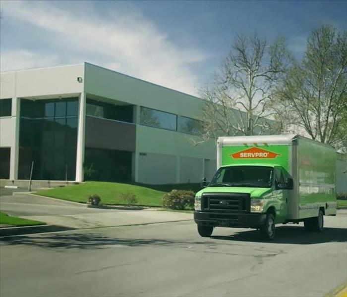 Commercial building with SERVPRO truck outside