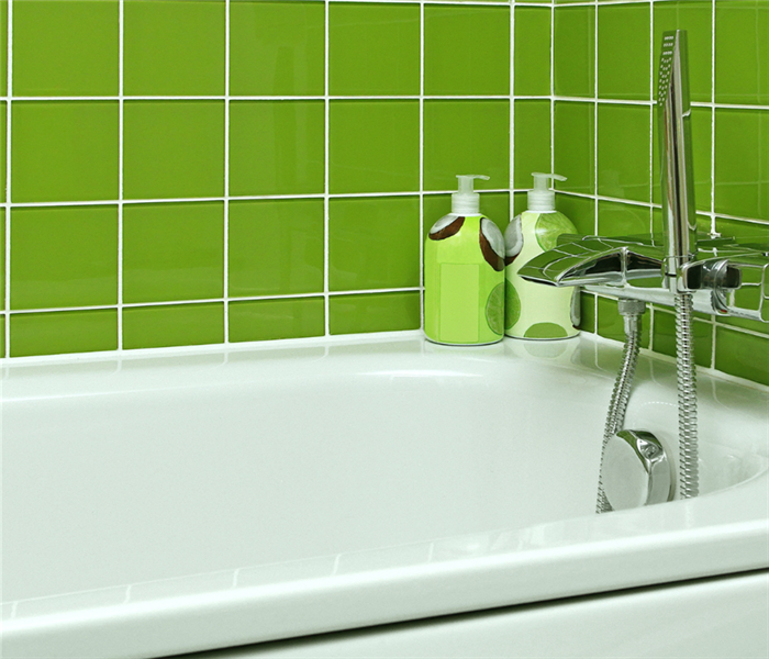 green tile and tub